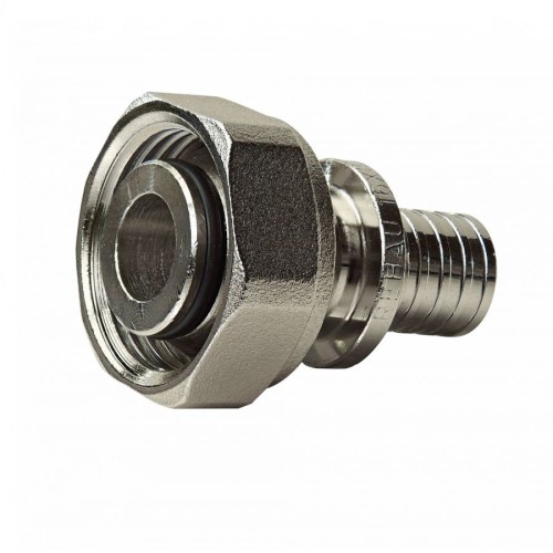 Соединитель латунный Дн 20-3/4" никелированный для PE-X труб под евроконус с накидной гайкой RAUTITAN Rehau в Ростове-на-Дону