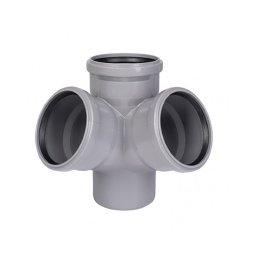 Крестовина PP-H двухплоскостная серая Дн 110-110-110 б/нап в/к VALFEX в Ростове-на-Дону