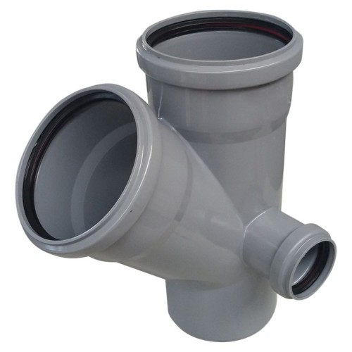 Крестовина PP-H двухплоскостная правая серая Дн 110-110-50 45гр б/нап в/к RTP (РосТурПласт) в Ростове-на-Дону