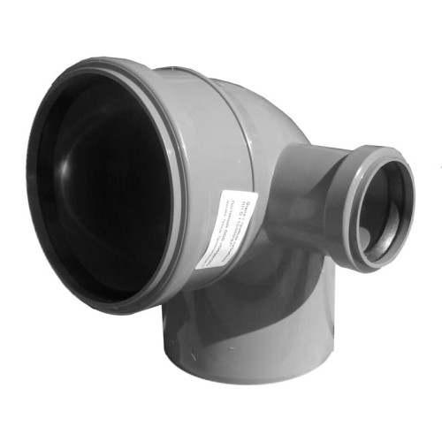 Отвод канализационный PP-H с выходом левый серый Дн 110-50 45гр б/нап в/к RTP (РосТурПласт) в Ростове-на-Дону