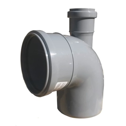 Отвод канализационный PP-H Дн 110-50 87гр с выходом фронтально-вверх серый б/нап в/к RTP (РосТурПласт) в Ростове-на-Дону