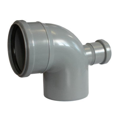 Отвод канализационный PP-H Дн 110-50 87гр с выходом фронтально-тыльный серый б/нап в/к RTP (РосТурПласт) в Ростове-на-Дону
