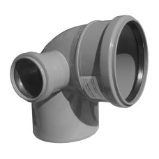 Отвод канализационный PP-H с выходом левый серый Дн 110-110 87гр б/нап в/к VALFEX