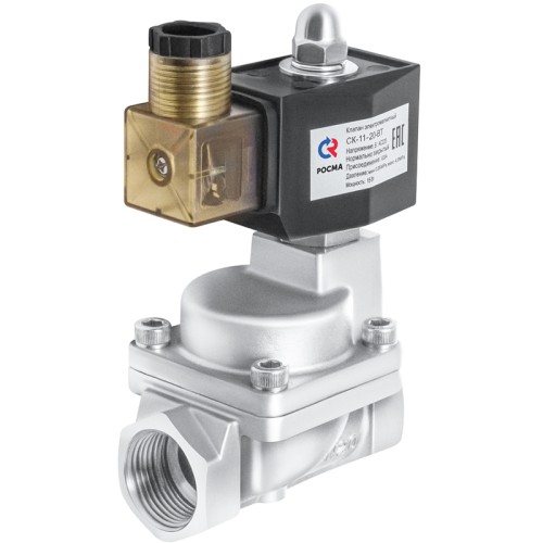 Клапан электромагнитный нержавеющий открытый прямого действия с внутренней резьбой 1,0 МПа 15х68 мм 1/2" в Ростове-на-Дону