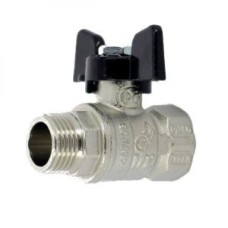 Кран запорный латунный полнопроходной с ручкой-бабочкой ВР-НР Ру 64 Bugatti 307 Bugatti 15 мм 1/2"