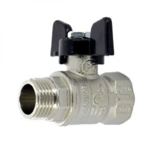 Кран запорный латунный стандартнопроходной с ручкой-бабочкой ВР-НР Ру 40 Bugatti 607 Bugatti 15 мм 1/2" в Ростове-на-Дону