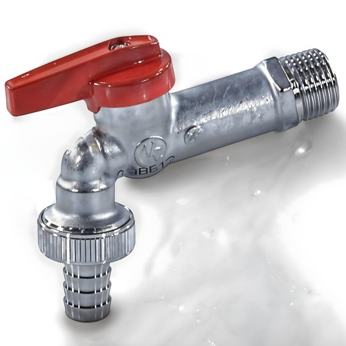 Кран водоразборный латунный стандартнопроходной с ручкой-бабочкой НР-штуцер Ру 10,5 R619 Giacomini 15 мм 1/2" в Ростове-на-Дону