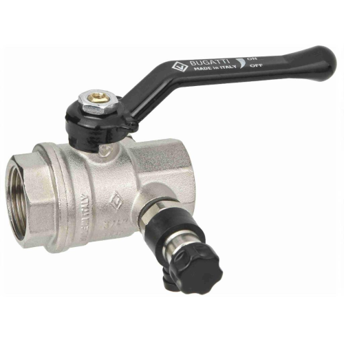 Кран шаровый латунный со спускником полнопроходной с ручкой-рычагом ВР (ВН) Ру 64 Bugatti 330 Bugatti 15 мм 1/2" в Ростове-на-Дону