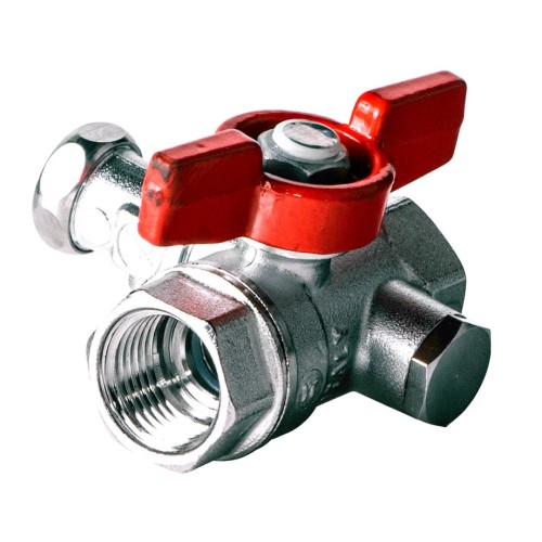 Кран шаровый латунный со спускником стандартнопроходной с ручкой-бабочкой ВР (ВН) Ру 42 R251S Giacomini 15х59 мм 1/2" в Ростове-на-Дону