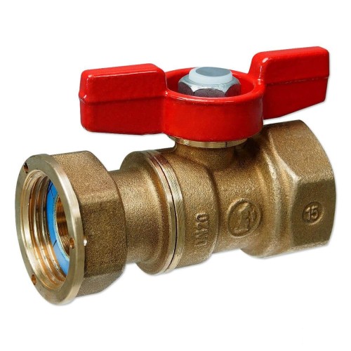 Кран шаровый латунный стандартнопроходной для счетчиков с ручкой-бабочкой ВР-накидная гайка Ру 42 R251P Giacomini 15х76 мм 3/4" в Ростове-на-Дону
