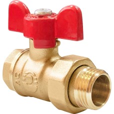 Кран запорный латунный стандартнопроходной с ручкой-бабочкой ВР-НР Ру 16 11б27п1 SantechSystems 15х51,2 мм 1/2"