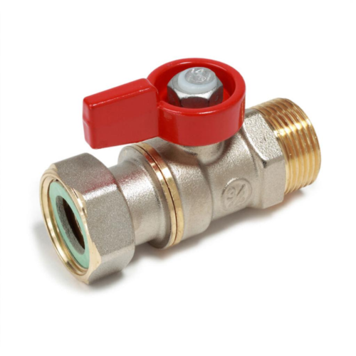 Кран запорный латунный стандартнопроходной с ручкой-флажком НР-накидная гайка Ру 16 R254 Giacomini 15х70 мм 1/2" в Ростове-на-Дону