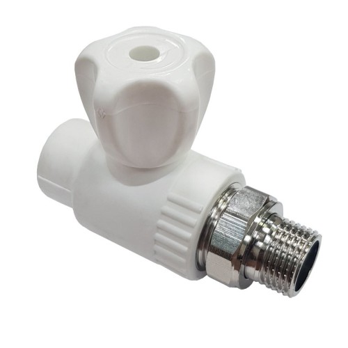 Кран полипропиленовый PP-R запорный прямой стандартнопроходной НР для радиатора Ру 25 RTP (РосТурПласт) 20 мм 1/2" ГОСТ 32415-2013 в Ростове-на-Дону