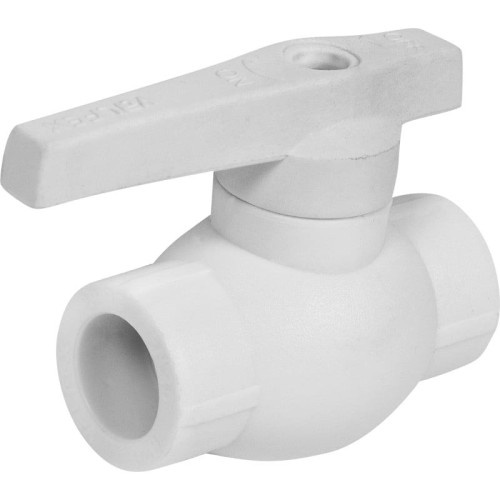 Кран полипропиленовый PP-R запорный прямой стандартнопроходной с внутренней пайкой белый ручка-рычаг Ру 25 VALFEX 50 мм ГОСТ 32415-2013 в Ростове-на-Дону