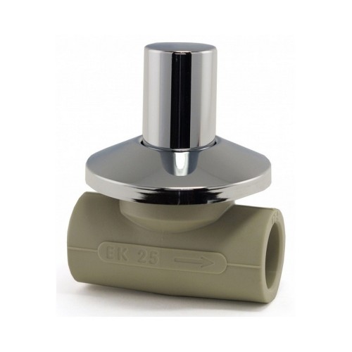 Кран полипропиленовый PP-R запорный прямой стандартнопроходной с внутренней пайкой серый ручка-вентиль Ру 10 Wavin Ekoplastik 25 мм ГОСТ 32415-2013 в Ростове-на-Дону