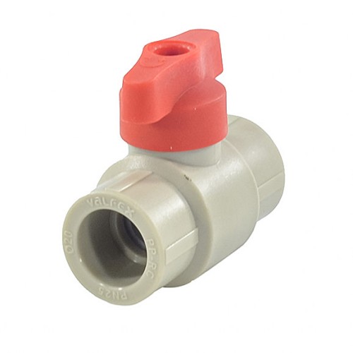 Кран полипропиленовый PP-R запорный прямой стандартнопроходной с внутренней пайкой серый ручка-бабочка Ру 25 VALFEX 20 мм ГОСТ 32415-2013 в Ростове-на-Дону