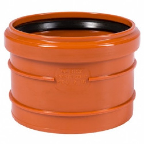 Муфта НПВХ (ПВХ) насадная Дн 200 безнапорная коричневая в/к п/клей Ostendorf KGAM в Ростове-на-Дону