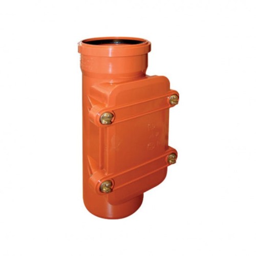 Ревизия НПВХ (ПВХ) с раструбом Дн 160 коричневая безнапорная в комплекте с крышкой Ostendorf KGRE в Ростове-на-Дону