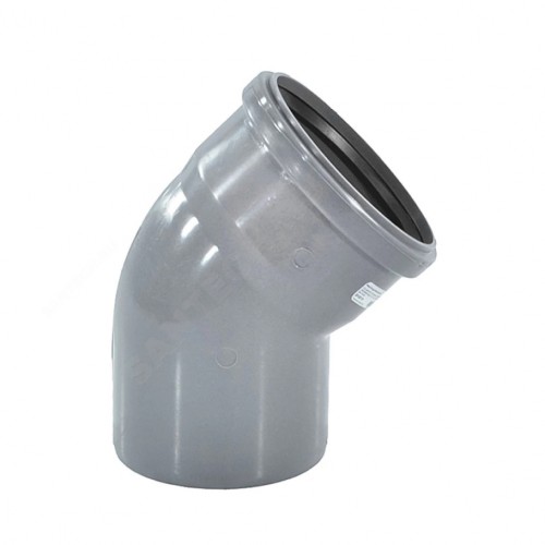 Отвод НПВХ (ПВХ) с раструбом серый Дн 50 45гр безнапорный в/к ТУ 6-49-33-92 Хемкор в Ростове-на-Дону