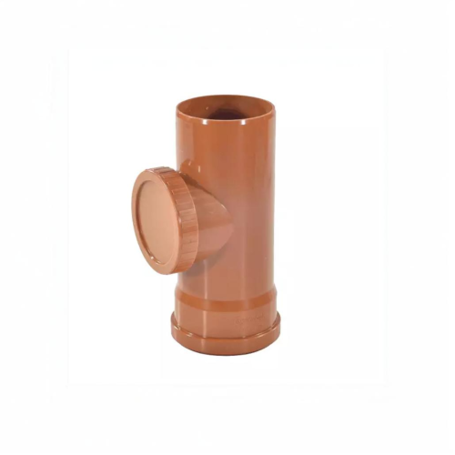 Ревизия НПВХ (ПВХ) коричневая Дн 315 безнапорная в комплекте с крышкой Ostendorf KGRE в Ростове-на-Дону