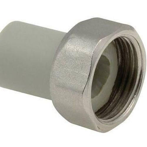 Штуцер PP-R серый с накидной гайкой Дн 25-1" Wavin Ekoplastik в Ростове-на-Дону