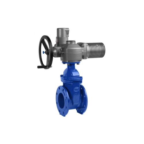 Задвижка чугунная фланцевая с электроприводом AUMA SA16.2 380В и обрезиненным клином KR12 500 мм в Ростове-на-Дону