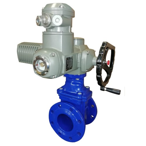 Задвижка чугунная фланцевая с электроприводом AUMA SA14.6 380В и обрезиненным клином KR12 250 мм в Ростове-на-Дону